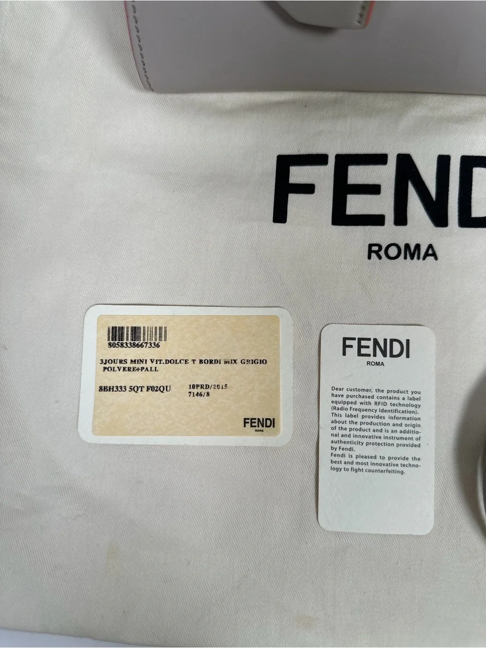 Fendi Small Top-Handle Satchel in Light Gray with Pink and Orange Trim